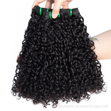 10a 11a Fumi Super Double Drawn  Virgin Indian Human Hair Pixie Curls 3 Bundles with Lace Frontal Closure